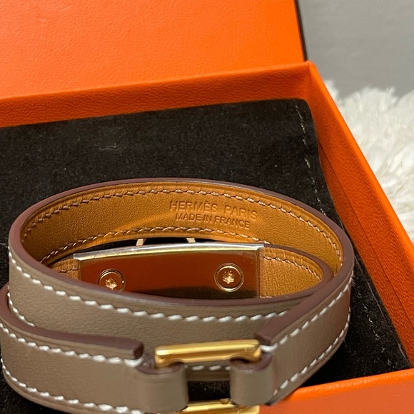 Hermes Rivale Double Tour Bracelet Etoupe Rose Gold XS - Picture 7 of 11